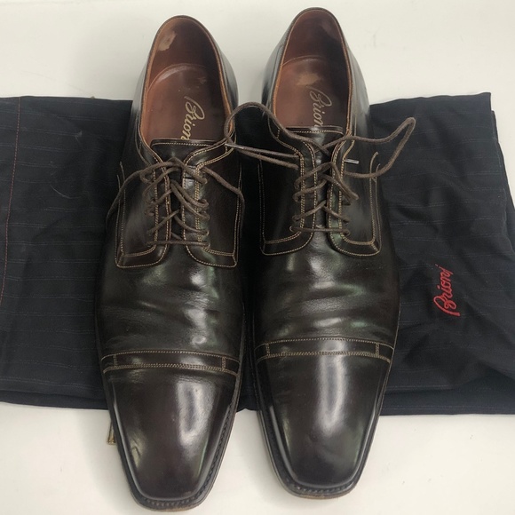 Brioni Brown Leather Dress Shoes Size 9.5 Italy